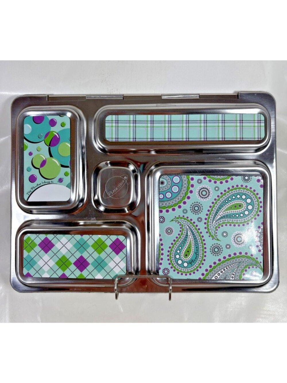 PlanetBox Rover Stainless Steel 5 Compartment Bento Lunch Box Teal Magnets